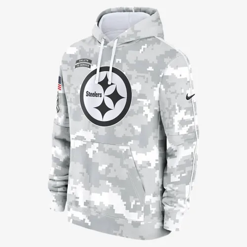 Pittsburgh Steelers Salute to Service Primary Edge Club мужские Nike NFL Pullover Толстовка с капюшоном цвет белый