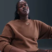 Nike Sportswear Phoenix Fleece женская оверсайз Crew-Neck свитшот (большие размеры) цвет коричневый
