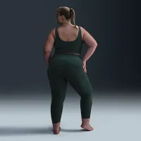 Nike Zenvy Rib женская Light-Support Non-Padded Longline Sports Bra (большие размеры) цвет зеленый