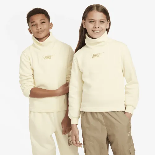 Nike Sportswear Club Fleece Big детские (Girls') Long-Sleeve Funnel-Neck Top цвет белый