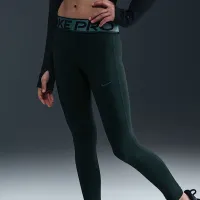 Nike Pro Big детские (Girls') Dri-FIT лосины with Shine Accents цвет зеленый