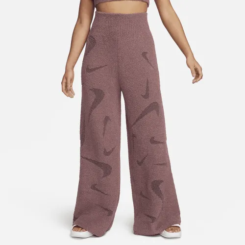 Nike Sportswear Phoenix Cozy Букле женская С высокой Талией Wide-Leg Knit Pants цвет фиолетовый