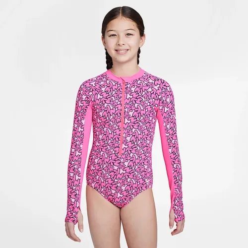 Nike Swim Big детские (Girls') Long-Sleeve One-Piece Pink