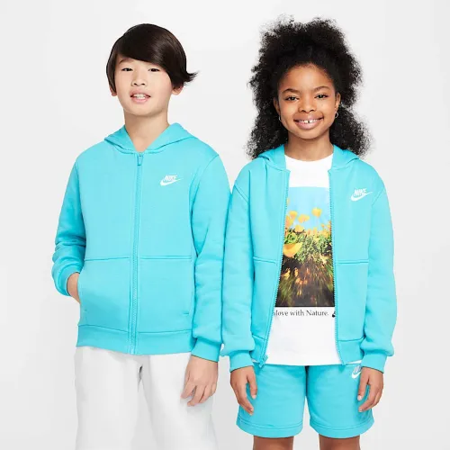 Nike Sportswear Club Fleece Big детские Full-Zip Толстовка с капюшоном цвет зеленый