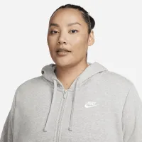 Nike Sportswear Club Fleece женская Full-Zip Толстовка с капюшоном (большие размеры) цвет серый