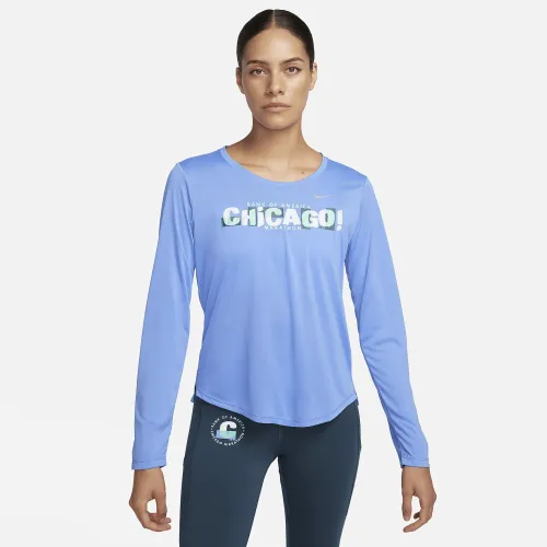 Nike Dri-FIT One Luxe женская Long-Sleeve Running Top синий