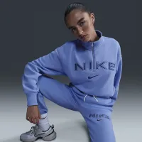 Nike Sportswear Phoenix Fleece женская оверсайз 1/4-Zip Logo Top синий