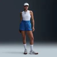NikeCourt Phoenix Fleece женская С высокой Талией Loose шорты синий