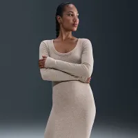 Nike Sportswear Chill Knit жіноча Tight Long-Sleeve Midi Mini-Rib Костюм колір коричневий