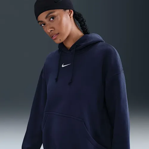 Nike Sportswear Phoenix Fleece женская оверсайз Pullover Толстовка с капюшоном синий
