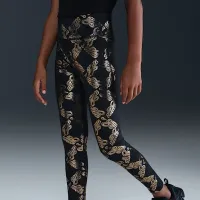 Nike One Big детские (Girls') Dri-FIT Printed лосины цвет черный