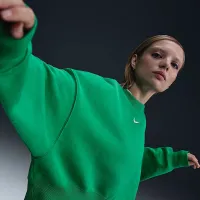 Nike Sportswear Phoenix Fleece женская Over-оверсайз Crew-Neck свитшот цвет зеленый