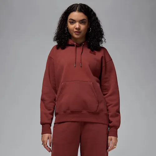Nike Jordan Flight Fleece женская Satin-Lined Pullover Толстовка с капюшоном цвет коричневый