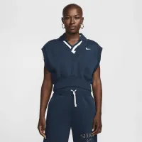 Nike Sportswear Phoenix Fleece женская Loose V-Neck Sleeveless Cropped Top синий