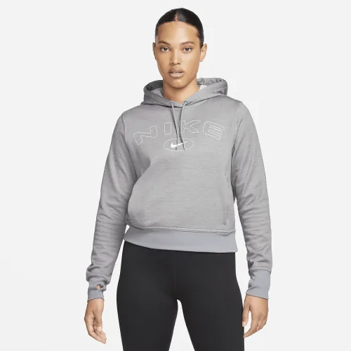 Nike Therma-FIT One женская Pullover Graphic Толстовка с капюшоном цвет серый