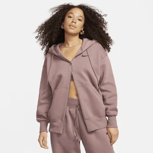 Nike Sportswear Phoenix Fleece женская оверсайз Full-Zip Толстовка с капюшоном цвет фиолетовый