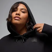 Nike Jordan Flight Fleece женская Satin-Lined Pullover Толстовка с капюшоном (большие размеры) цвет черный