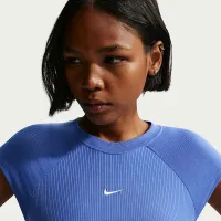 Nike Sportswear Chill Knit женская Tight Short-Sleeve Ribbed Top синий