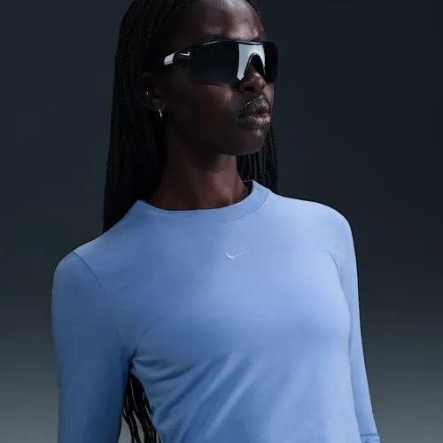 Nike Sportswear Chill Knit женская Slim Long-Sleeve Cropped Top синий