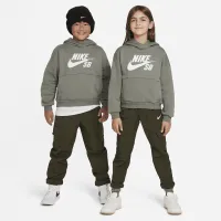 Nike SB Icon Fleece EasyOn Big дитячі оверсайз Pullover Толстовка з капюшоном колір сірий