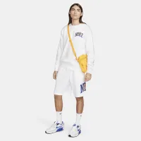 Nike Club Fleece мужские Long-Sleeve Crew-Neck свитшот цвет белый