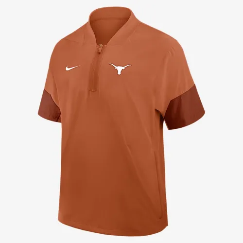 Texas Sideline Coach мужские Nike College 1/2-Zip Short-Sleeve Hooded Куртка Orange