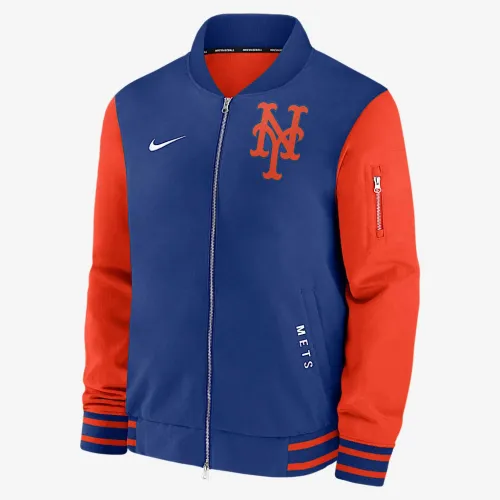 New York Mets Authentic Collection Dugout чоловічі Nike MLB Full-Zip Bomber Куртка блакитний