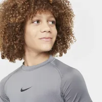 Nike Pro Big детские (для мальчиков) Dri-FIT Short-Sleeve Top цвет серый