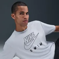 Nike Swim Swoosh Hydroguard мужские Short-Sleeve Top цвет серый