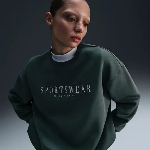 Nike Sportswear Phoenix Fleece женская оверсайз Crew-Neck свитшот цвет зеленый