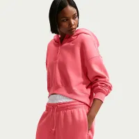 Nike Sportswear Phoenix Fleece женская оверсайз Cropped Henley Толстовка с капюшоном Pink