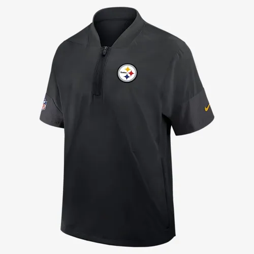 Pittsburgh Steelers Sideline Coach мужские Nike NFL 1/2-Zip Short-Sleeve Hooded Куртка цвет черный