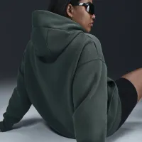 Nike Sportswear Phoenix Fleece женская оверсайз Pullover Толстовка с капюшоном (большие размеры) цвет зеленый