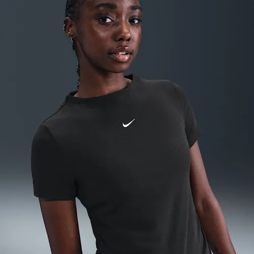 Nike Sportswear Chill Knit жіноча Tight Short-Sleeve Mock-Neck Top колір чорний
