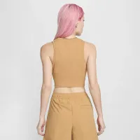Nike Sportswear Chill Knit женская Tight Cropped Mini-Rib Tank Top цвет коричневый