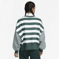 Nike Sportswear Phoenix Fleece женская Over-оверсайз Striped Crew-Neck свитшот цвет зеленый