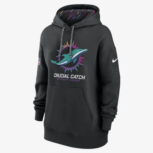 Miami Dolphins Crucial Catch Club жіноча Nike NFL Pullover Толстовка з капюшоном колір чорний