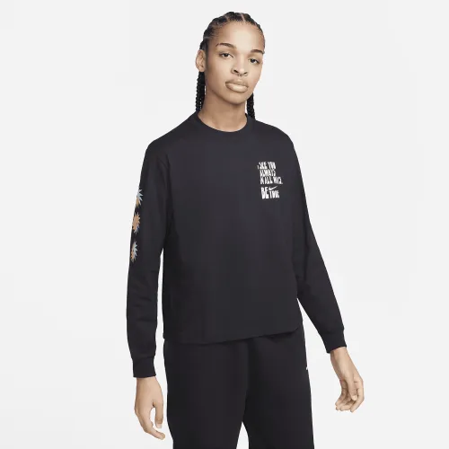 Nike Be True Long-Sleeve футболка колір чорний