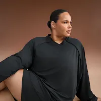 NikeSKIMS Airy жіноча оверсайз V-Neck Long-Sleeve Top колір чорний
