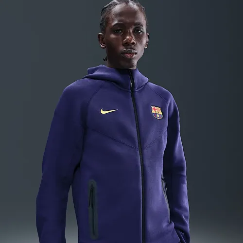 FC Barcelona Tech Windrunner чоловічі Nike Soccer Fleece Full-Zip Толстовка з капюшоном колір фіолетовий