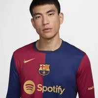 FC Barcelona 2024/25 Stadium Home чоловічі Nike Dri-FIT Soccer Replica Long-Sleeve Jersey блакитний