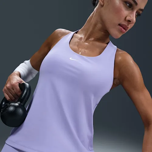Nike Swoosh женская Medium-Support Padded Sports Bra Tank цвет фиолетовый
