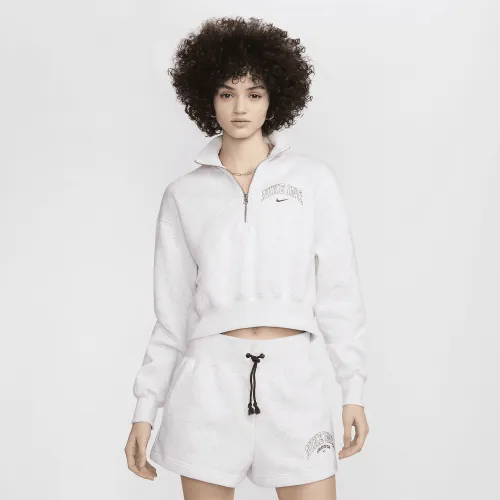 Nike Sportswear Phoenix Fleece жіноча 1/2-Zip Cropped світшот колір коричневий