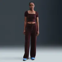 Nike Sportswear Phoenix Cozy Букле женская Short-Sleeve Cropped Knit Top цвет красный