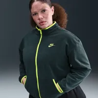 Nike Sportswear Club Fleece женская Loose Cozy Track Куртка (большие размеры) цвет зеленый
