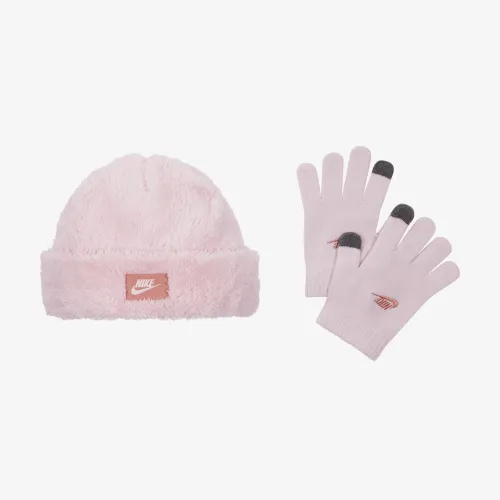 Nike Cozy Peak Beanie and Gloves комплект Big Kids 2-Piece Hat комплект Pink