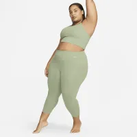 Nike Zenvy женская Gentle-Support С высокой Талией Cropped лосины (большие размеры) цвет зеленый