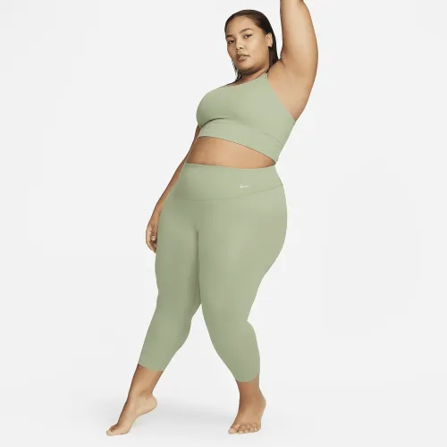 Nike Zenvy женская Gentle-Support С высокой Талией Cropped лосины (большие размеры) цвет зеленый