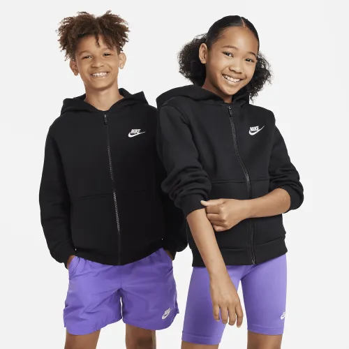 Nike Sportswear Club Fleece Big детские Full-Zip Толстовка с капюшоном цвет черный