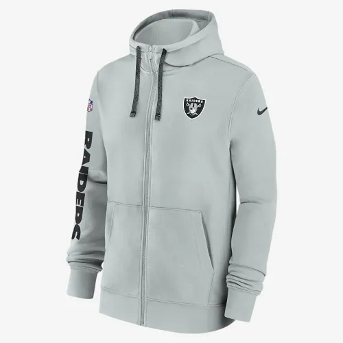 Las Vegas Raiders Sideline Team Issue Club чоловічі Nike Full Zip Толстовка з капюшоном колір сірий